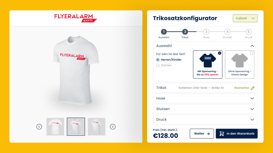 Trikot-Konfigurator für Flyeralarm Sports