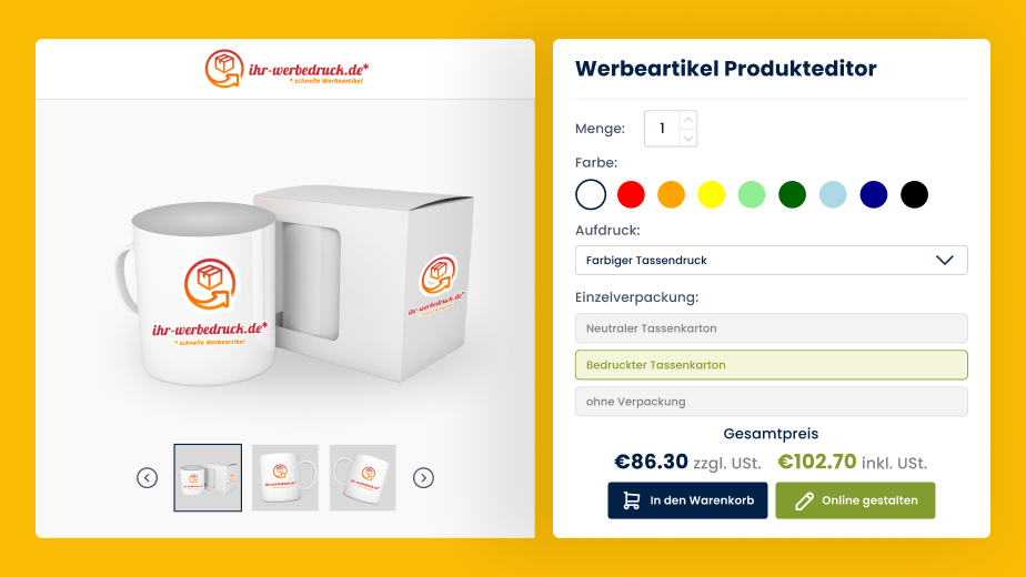 Produkt-Designer für Ihr Werbedruck